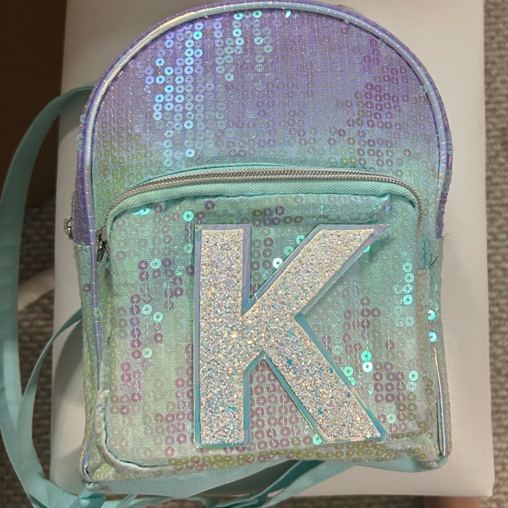 Justice cat ear backpack with initial K